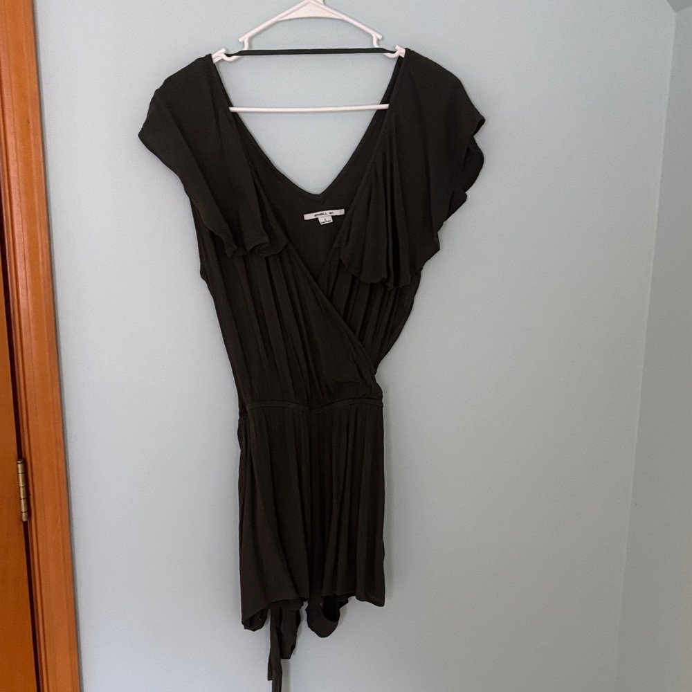 Dark green wrap short romper